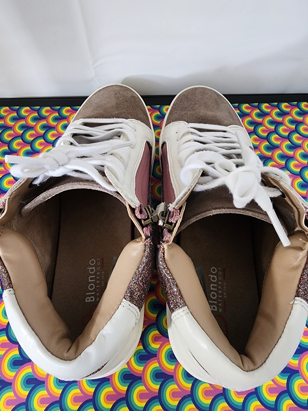 ​Blondo Giana Waterproof Glitter Sneakers - White/Rose Gold - Size 9M - Picture 8 of 12